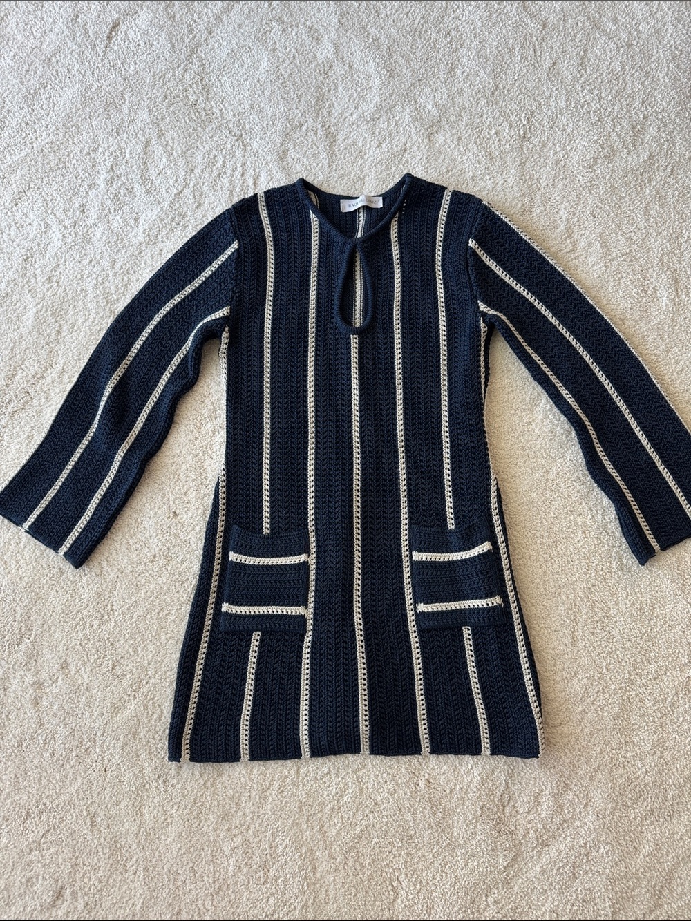 Raquel Diniz Navy Stripe Knit Dress/Cover Up